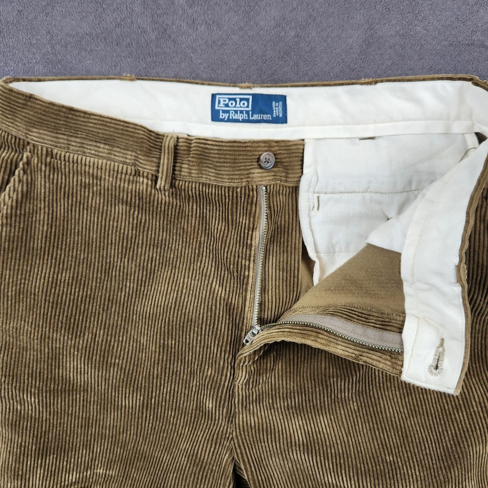 Vintage Polo Ralph‎ Lauren Corduroy Pants Mens 34x34 Brown Straight Leg Cotton - Picture 3 of 10